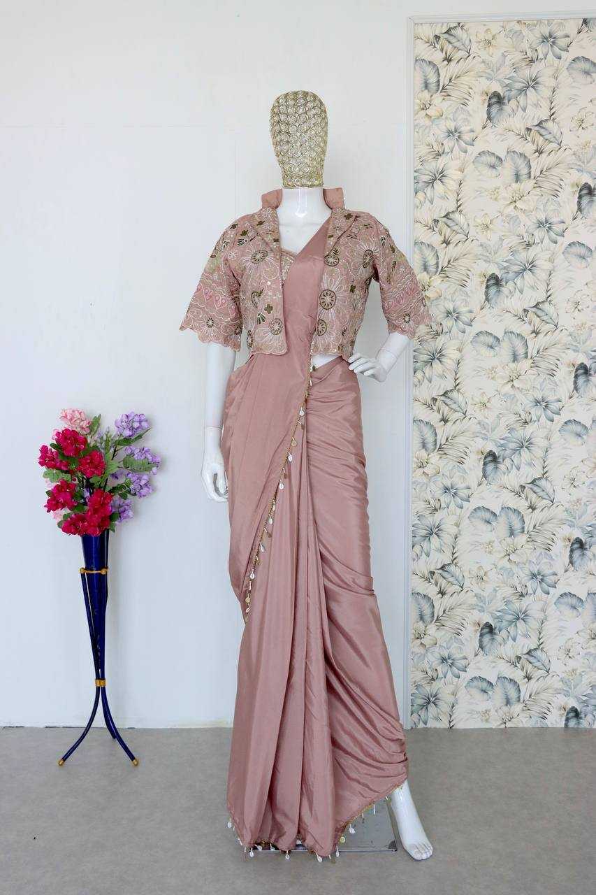 Crepe Silk  Ready To Wear Party Wear Saree
