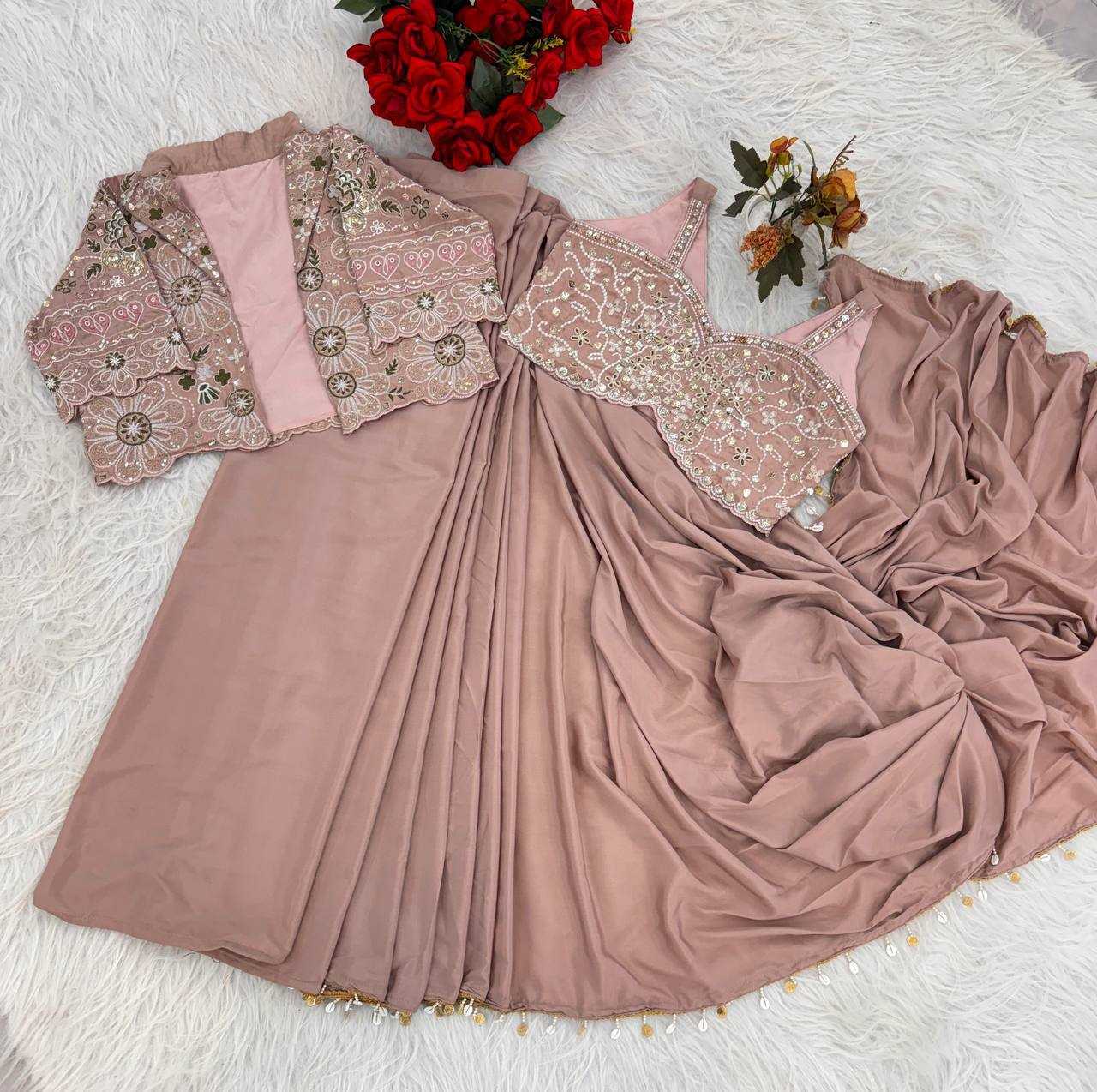 Crepe Silk  Ready To Wear Party Wear Saree