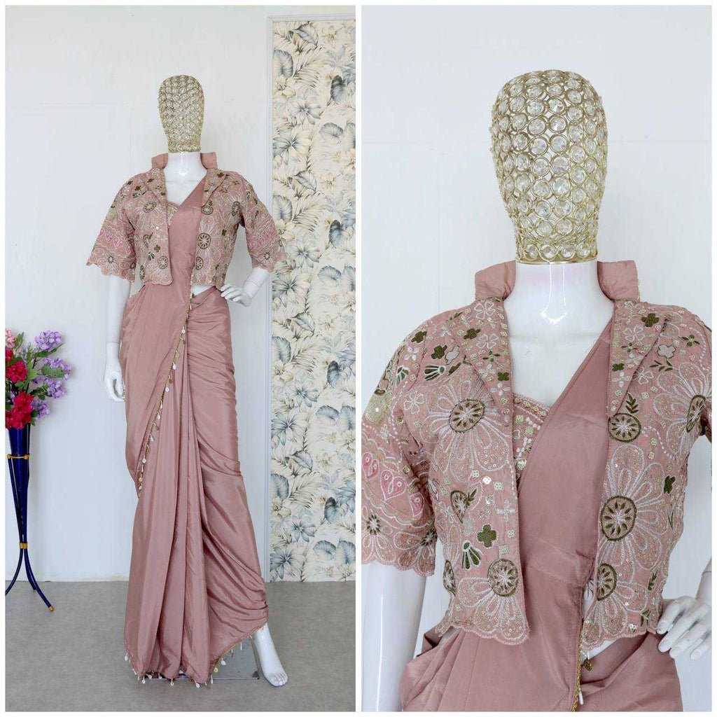 Crepe Silk  Ready To Wear Party Wear Saree