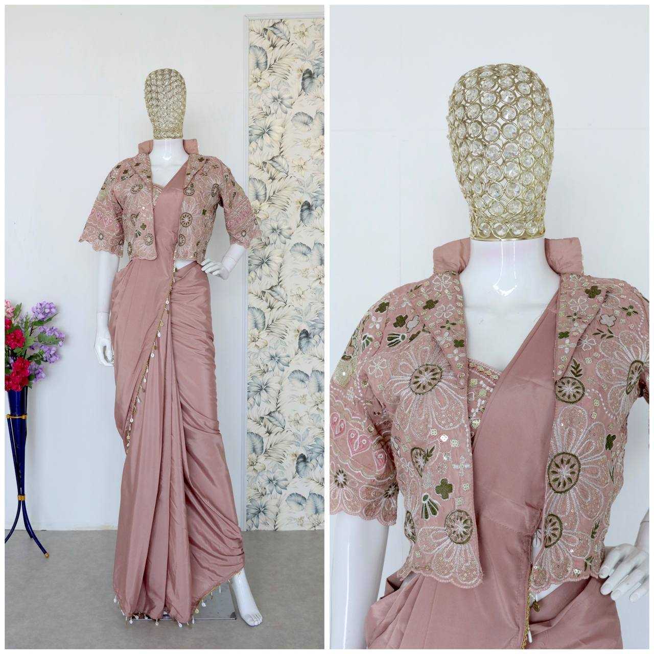 Crepe Silk  Ready To Wear Party Wear Saree