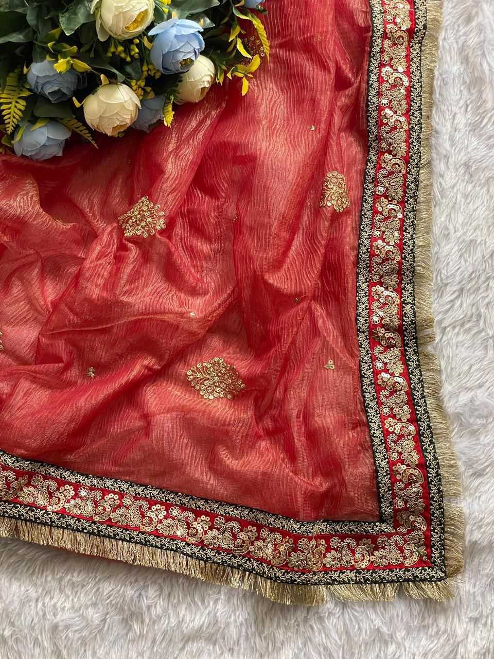 Crush Silk  Designer  Party Wear  Lace Border Saree