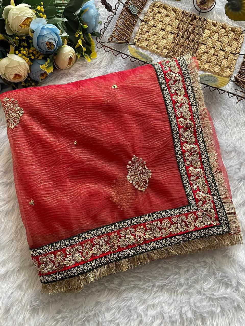 Crush Silk  Designer  Party Wear  Lace Border Saree