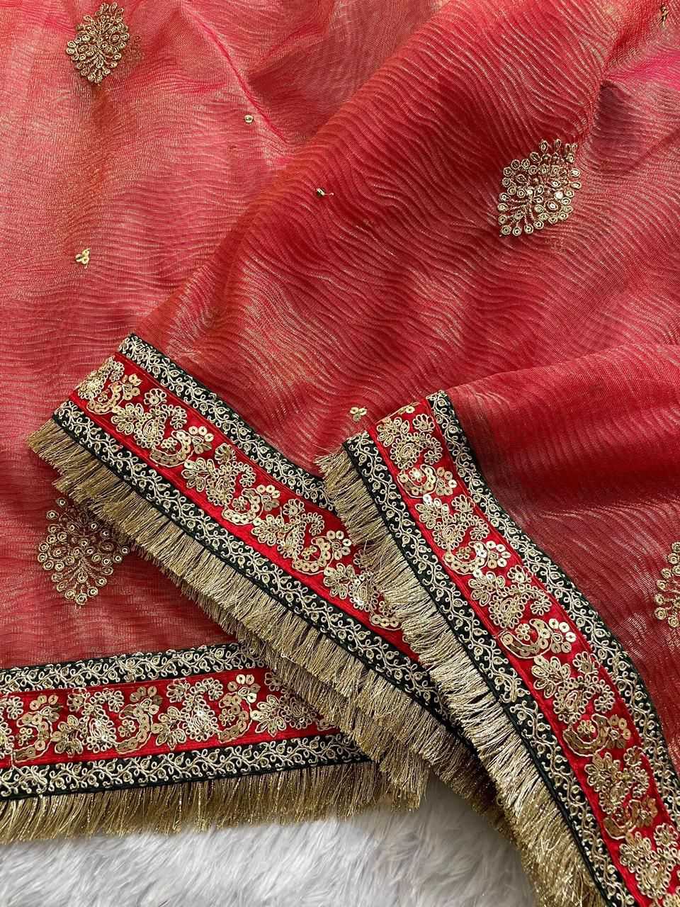Crush Silk  Designer  Party Wear  Lace Border Saree