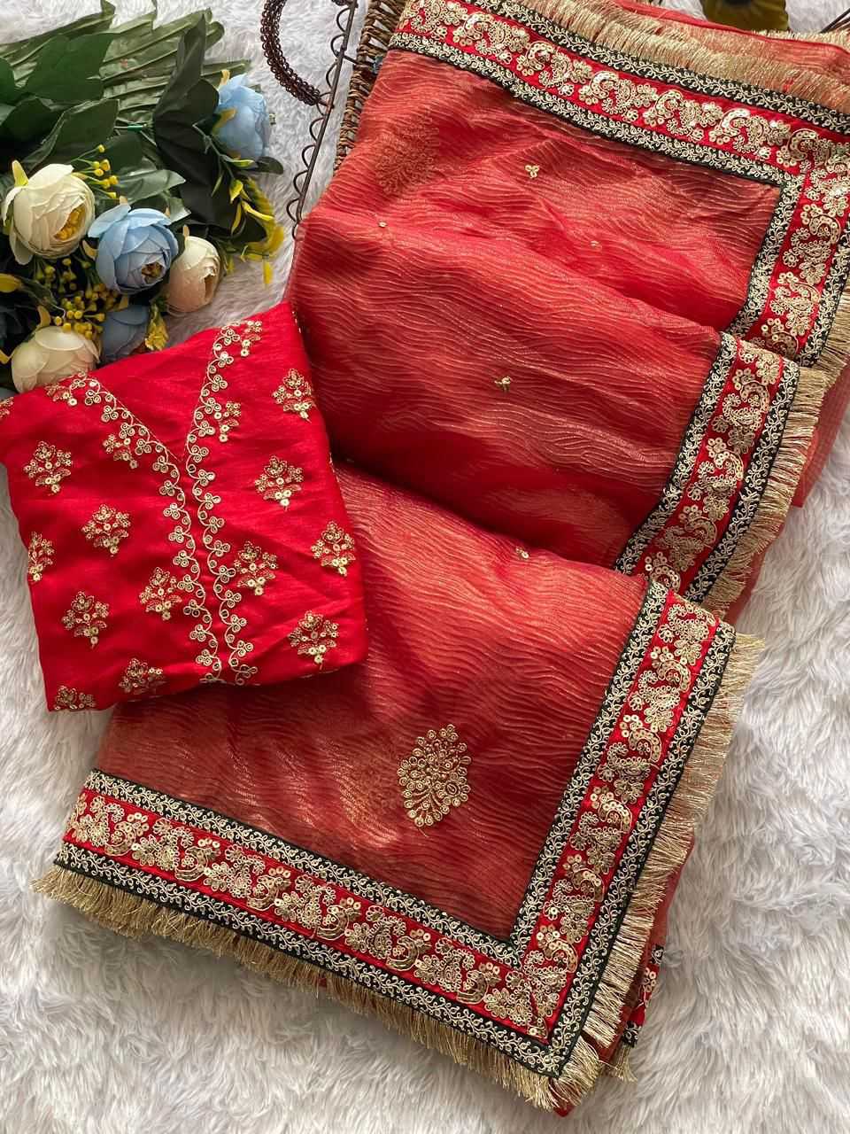 Crush Silk  Designer  Party Wear  Lace Border Saree