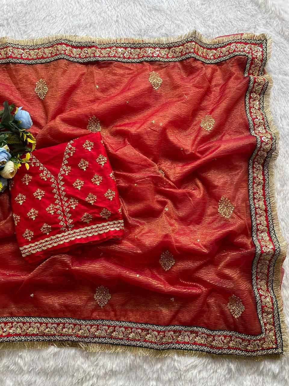 Crush Silk  Designer  Party Wear  Lace Border Saree