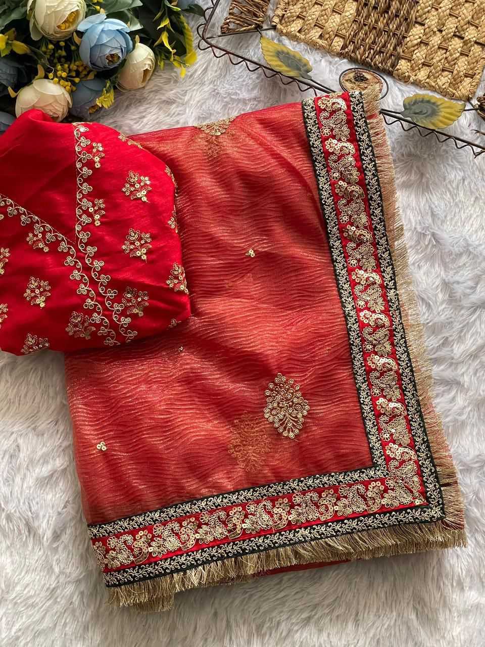 Crush Silk  Designer  Party Wear  Lace Border Saree