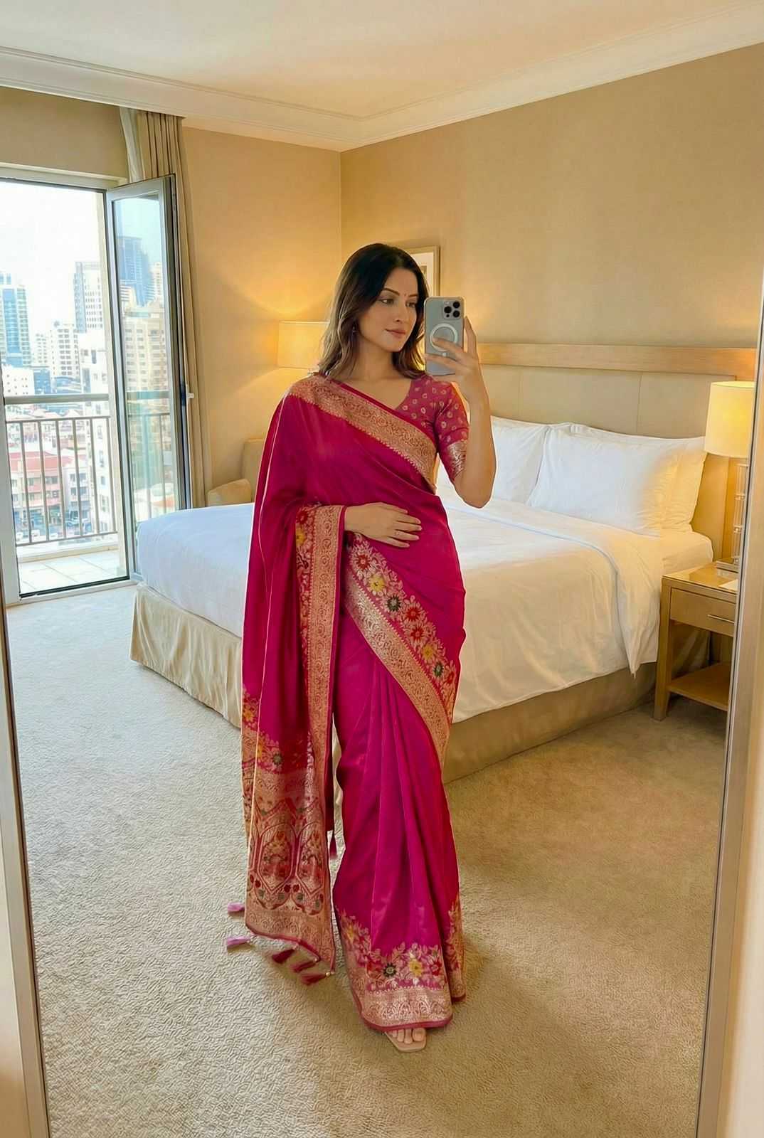 Dola Silk Zari Border Silk Sarees