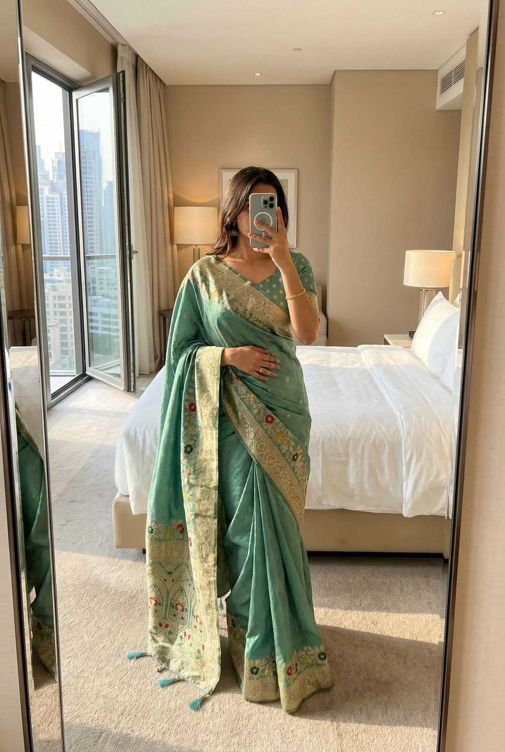 Dola Silk Zari Border Silk Sarees