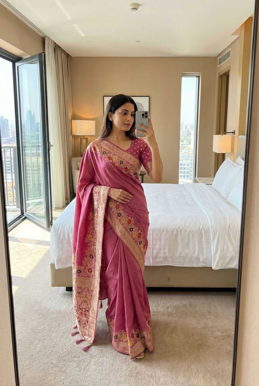 Dola Silk Zari Border Silk Sarees