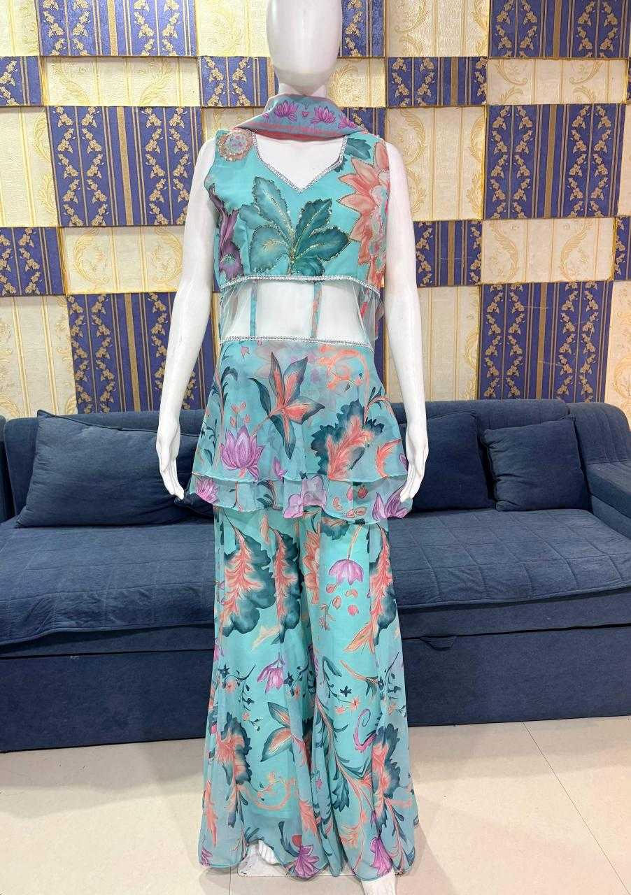 Faux Georgette Indo Western  Party Wear Dress