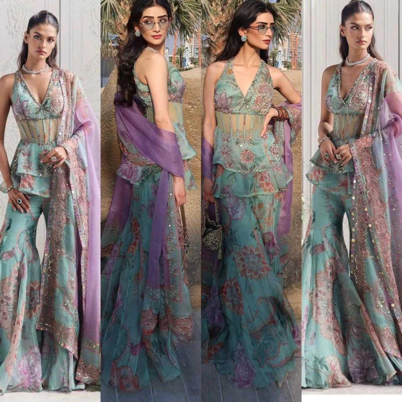 Faux Georgette Indo Western  Party Wear Dress