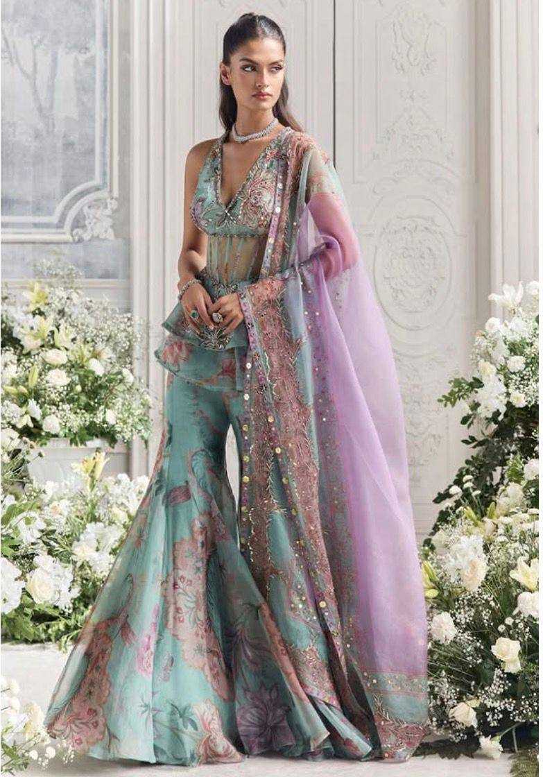 Faux Georgette Indo Western  Party Wear Dress