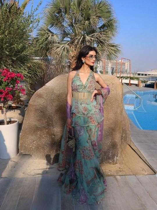 Faux Georgette Indo Western  Party Wear Dress