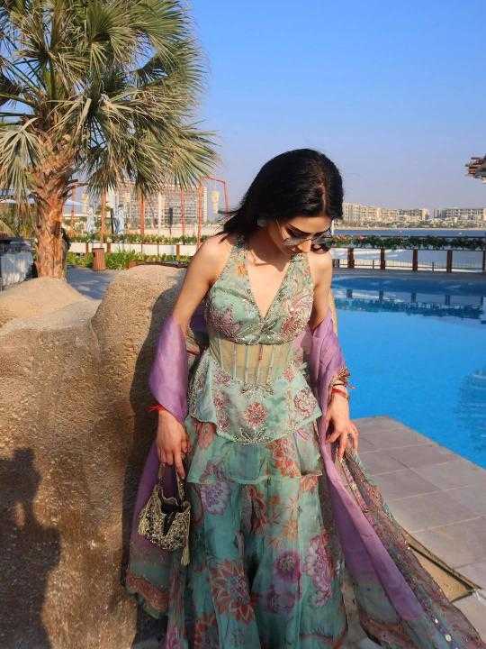 Faux Georgette Indo Western  Party Wear Dress