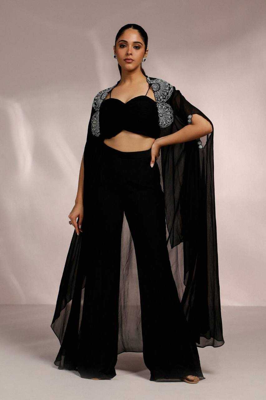 Faux Georgette Western Wears Festive Collections  Indo Western Embroidered Dress