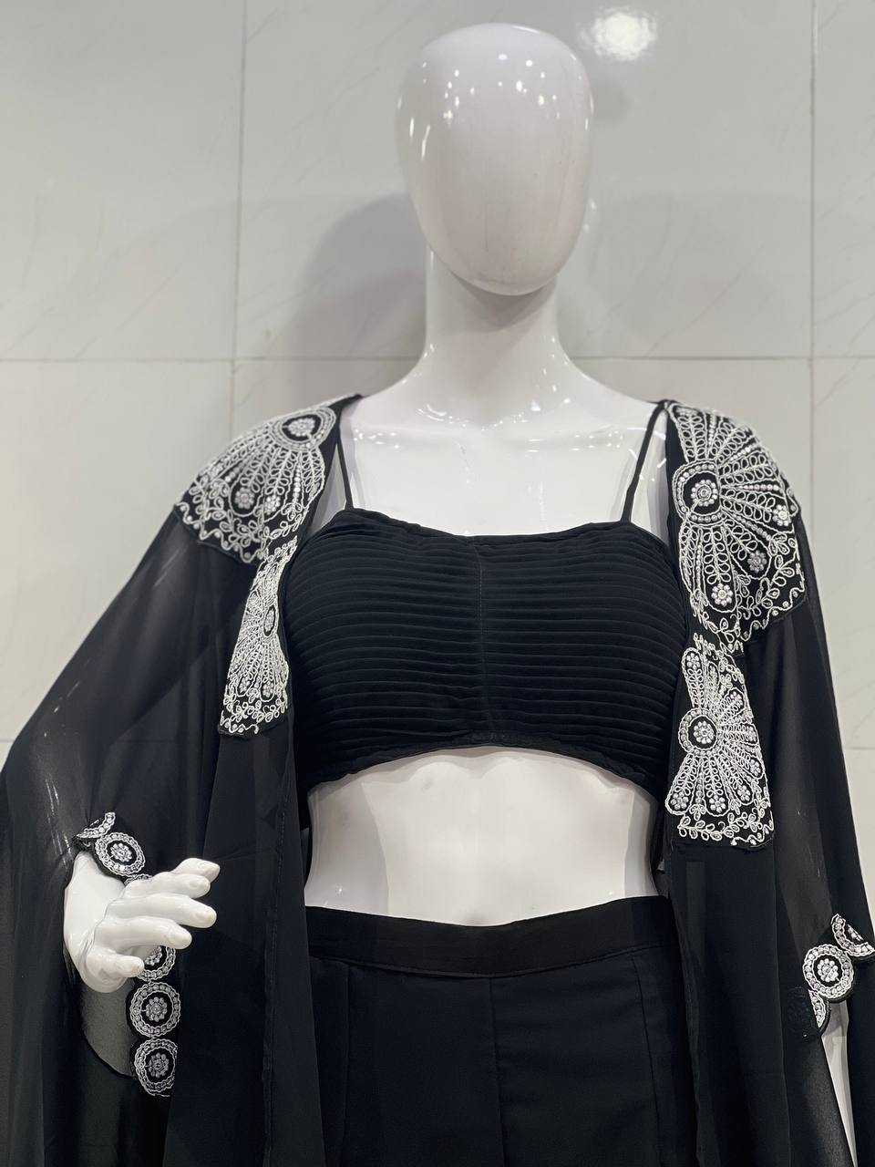 Faux Georgette Western Wears Festive Collections  Indo Western Embroidered Dress