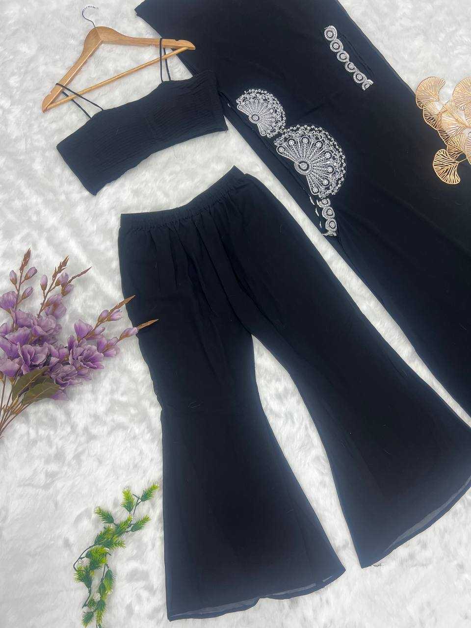 Faux Georgette Western Wears Festive Collections  Indo Western Embroidered Dress