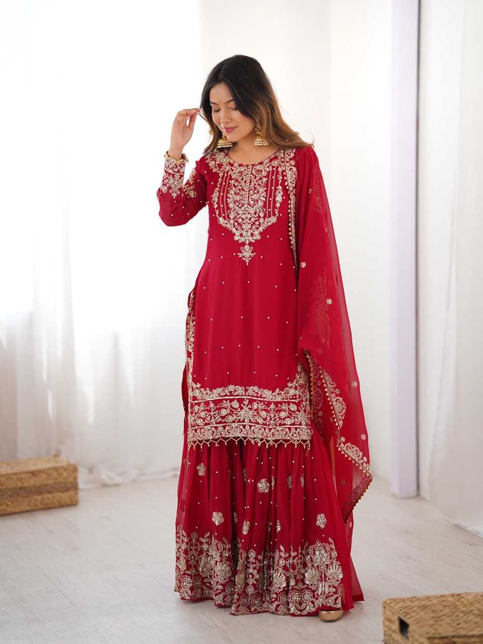 Faux Georgette Sharara Salwar  Party wear  Suits