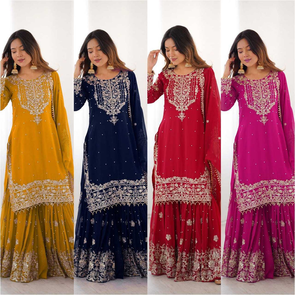 Faux Georgette Sharara Salwar  Party wear  Suits