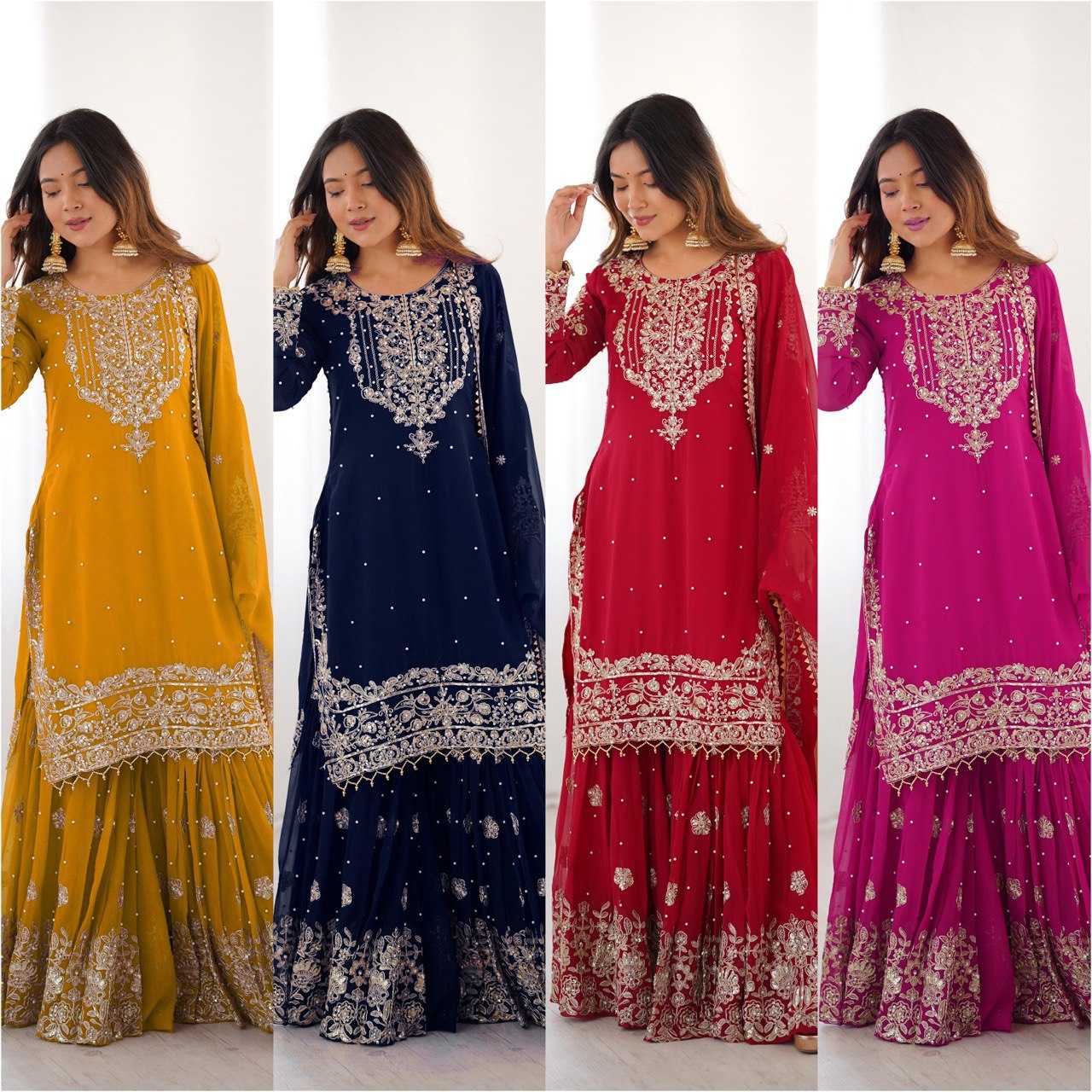 Faux Georgette Sharara Salwar  Party wear  Suits