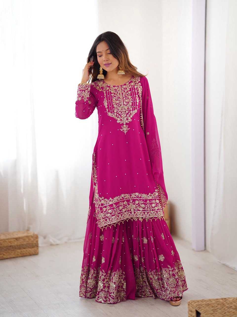 Faux Georgette Sharara Salwar  Party wear  Suits