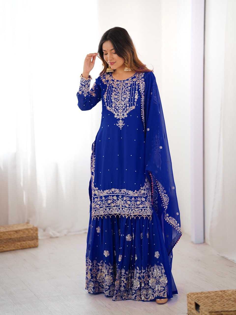 Faux Georgette Sharara Salwar  Party wear  Suits