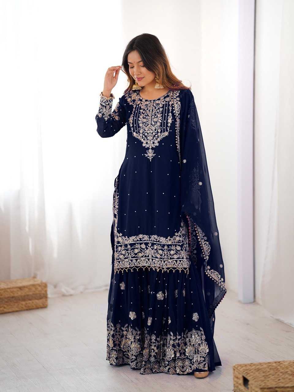 Faux Georgette Sharara Salwar  Party wear  Suits