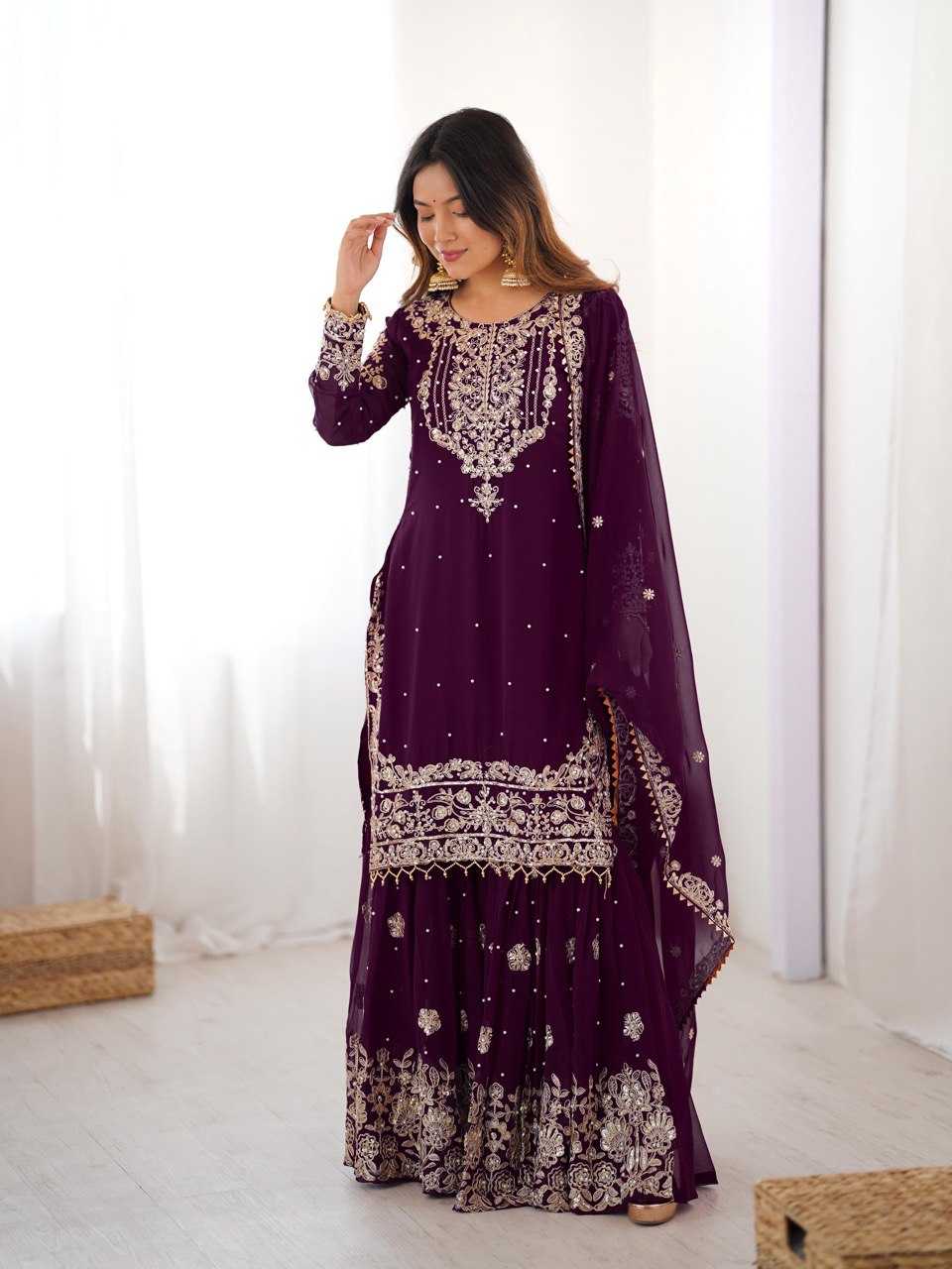 Faux Georgette Sharara Salwar  Party wear  Suits