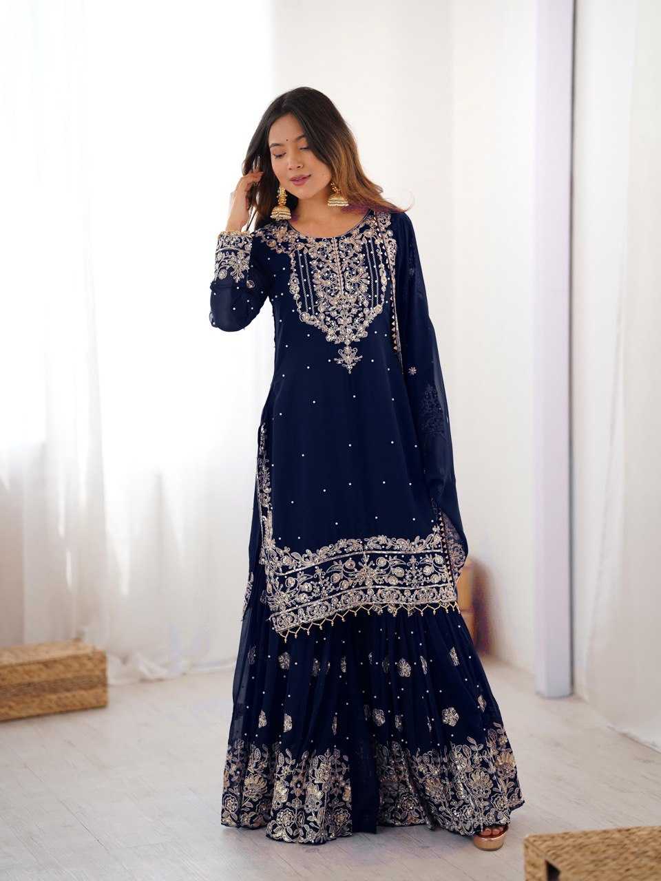 Faux Georgette Sharara Salwar  Party wear  Suits