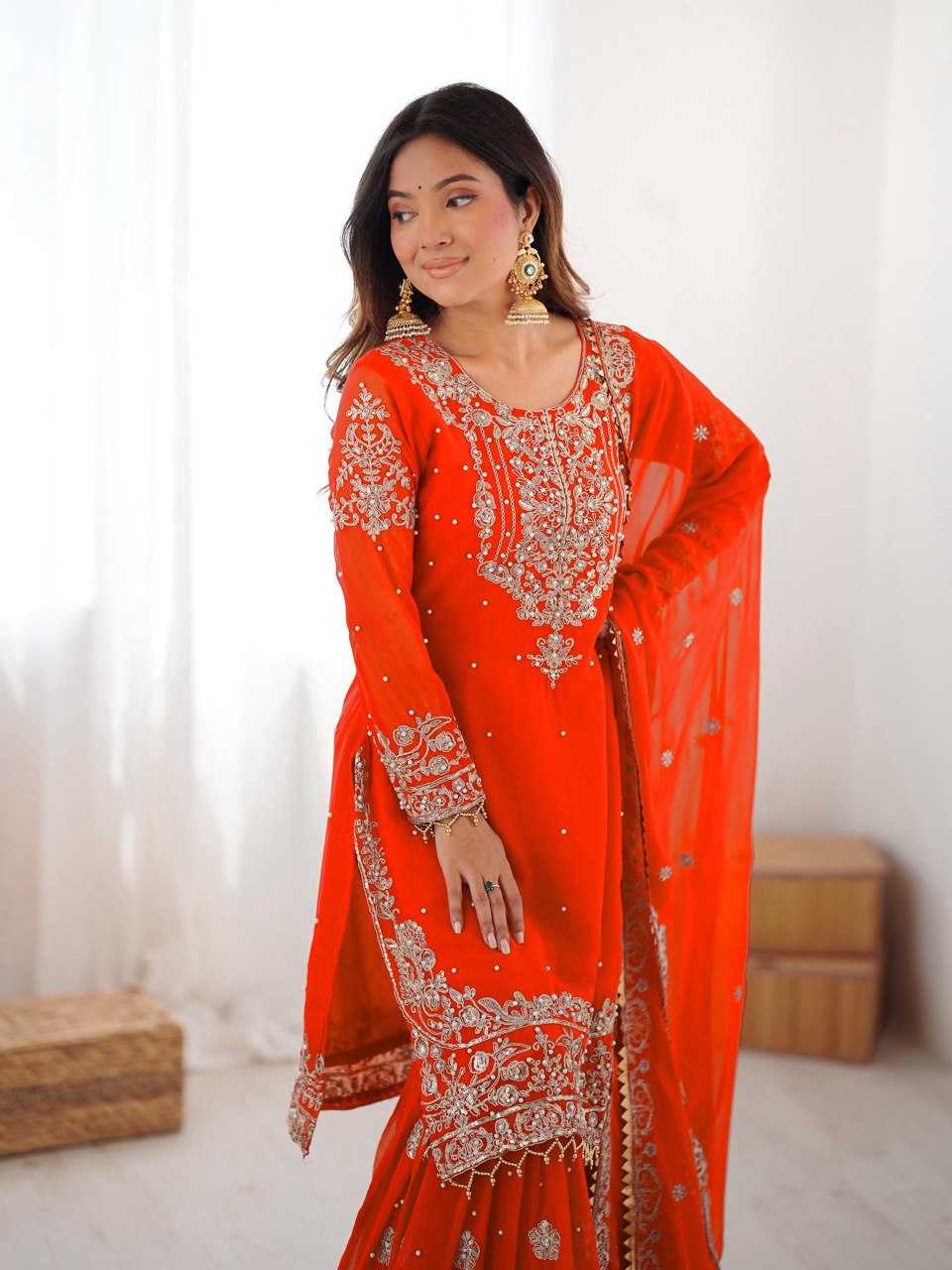 Faux Georgette Sharara Salwar  Party wear  Suits