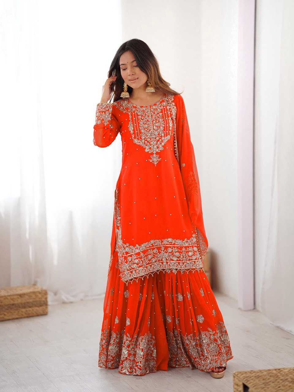 Faux Georgette Sharara Salwar  Party wear  Suits