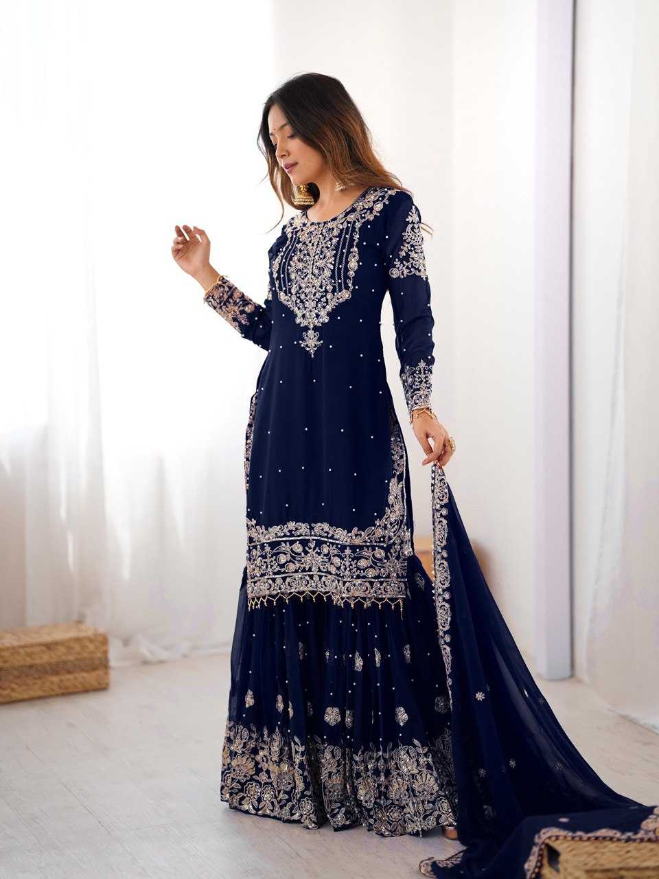 Faux Georgette Sharara Salwar  Party wear  Suits