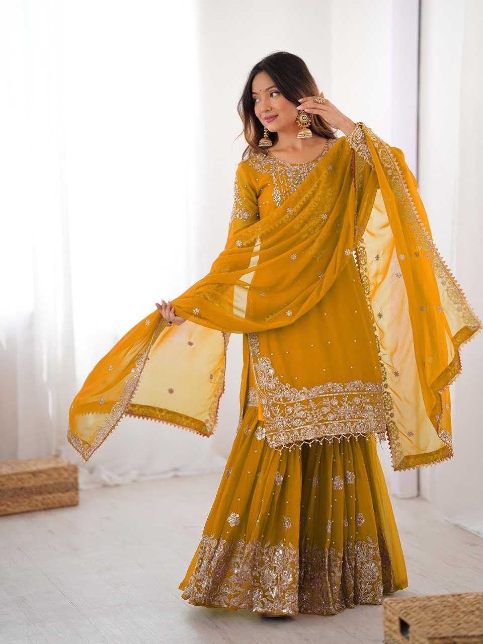 Faux Georgette Sharara Salwar  Party wear  Suits