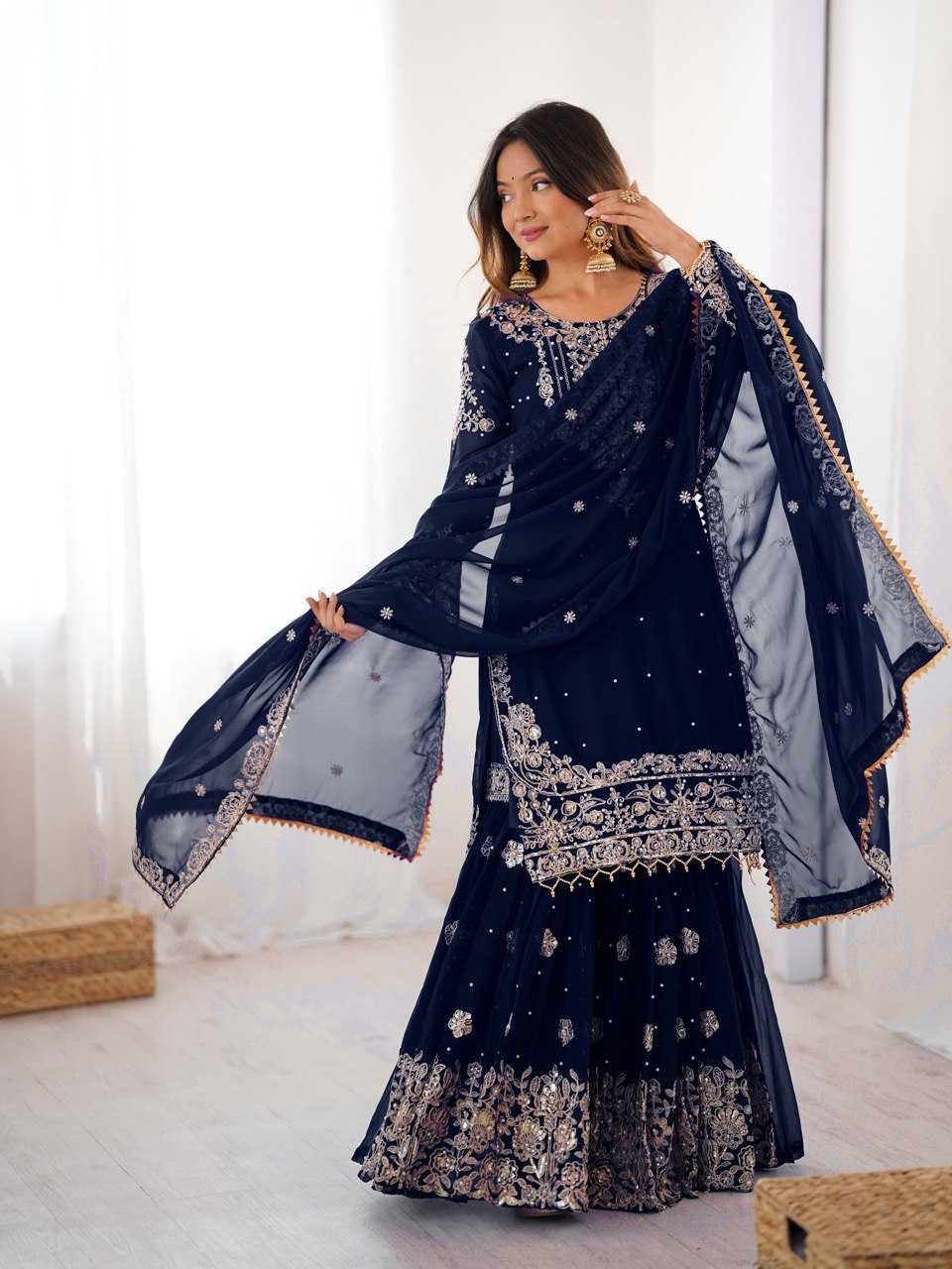 Faux Georgette Sharara Salwar  Party wear  Suits