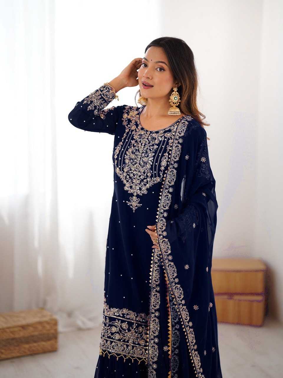 Faux Georgette Sharara Salwar  Party wear  Suits