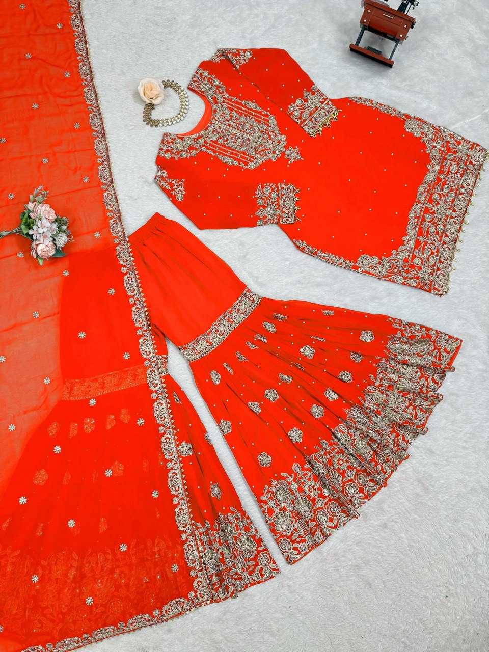 Faux Georgette Sharara Salwar  Party wear  Suits