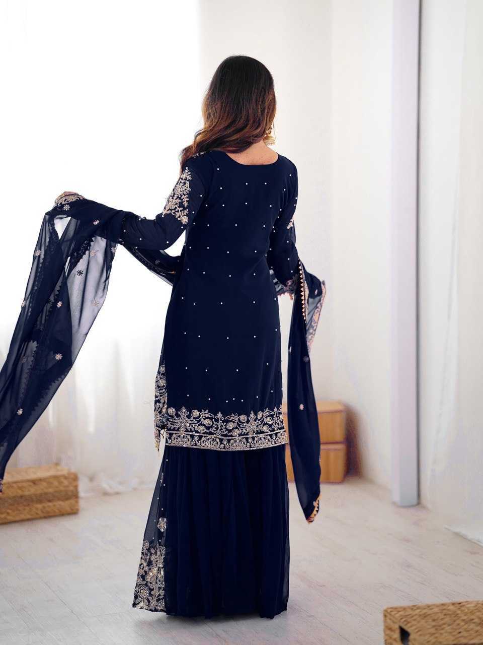 Faux Georgette Sharara Salwar  Party wear  Suits