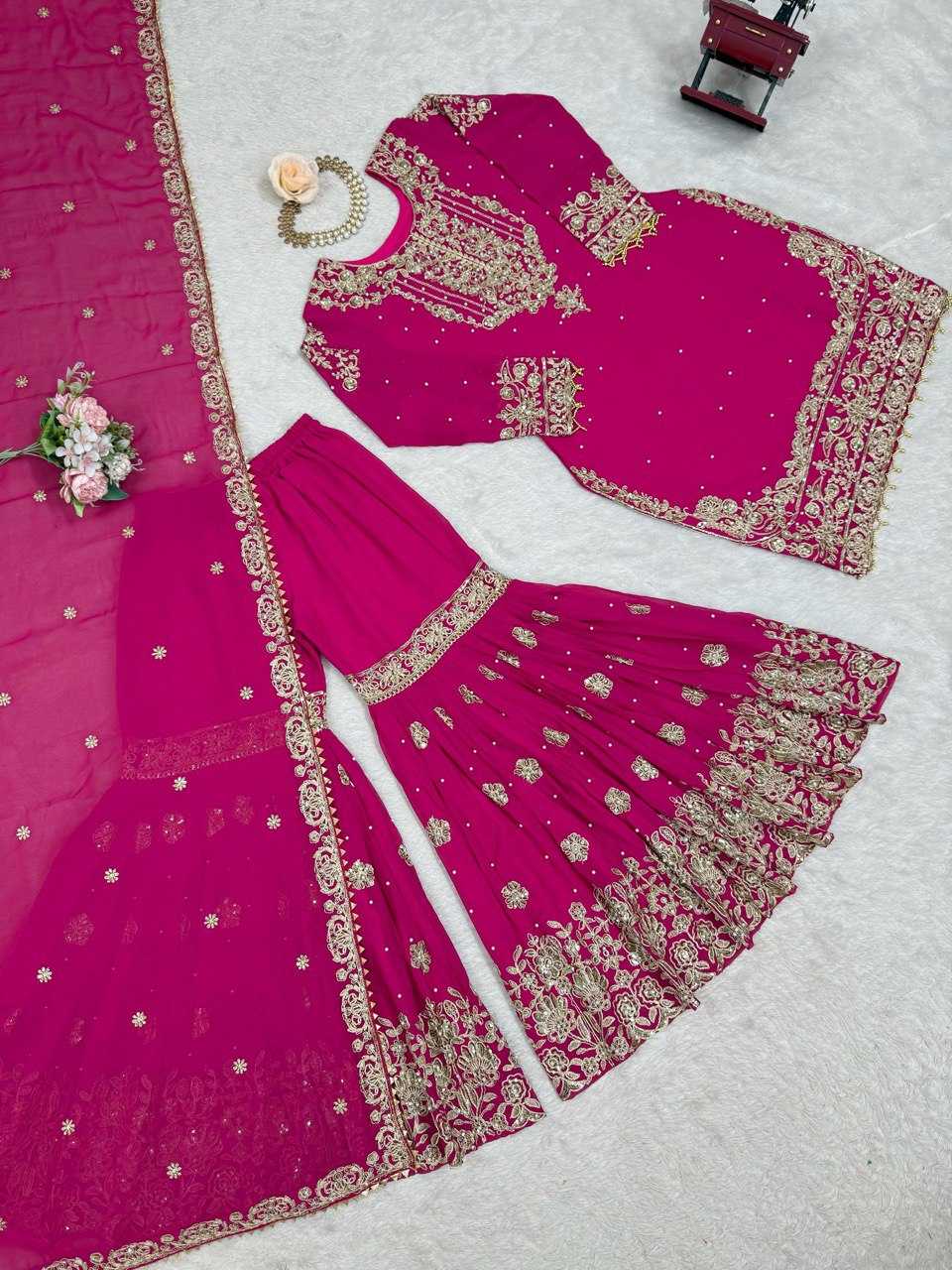 Faux Georgette Sharara Salwar  Party wear  Suits