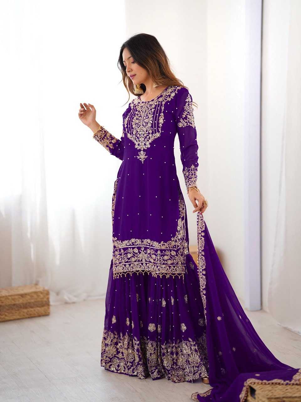 Faux Georgette Sharara Salwar  Party wear  Suits