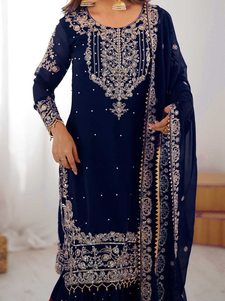 Faux Georgette Sharara Salwar  Party wear  Suits