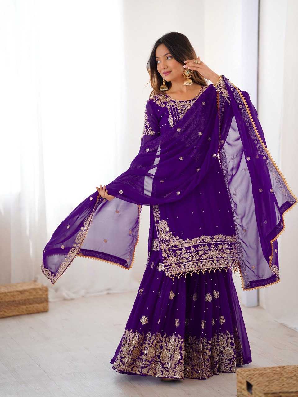 Faux Georgette Sharara Salwar  Party wear  Suits