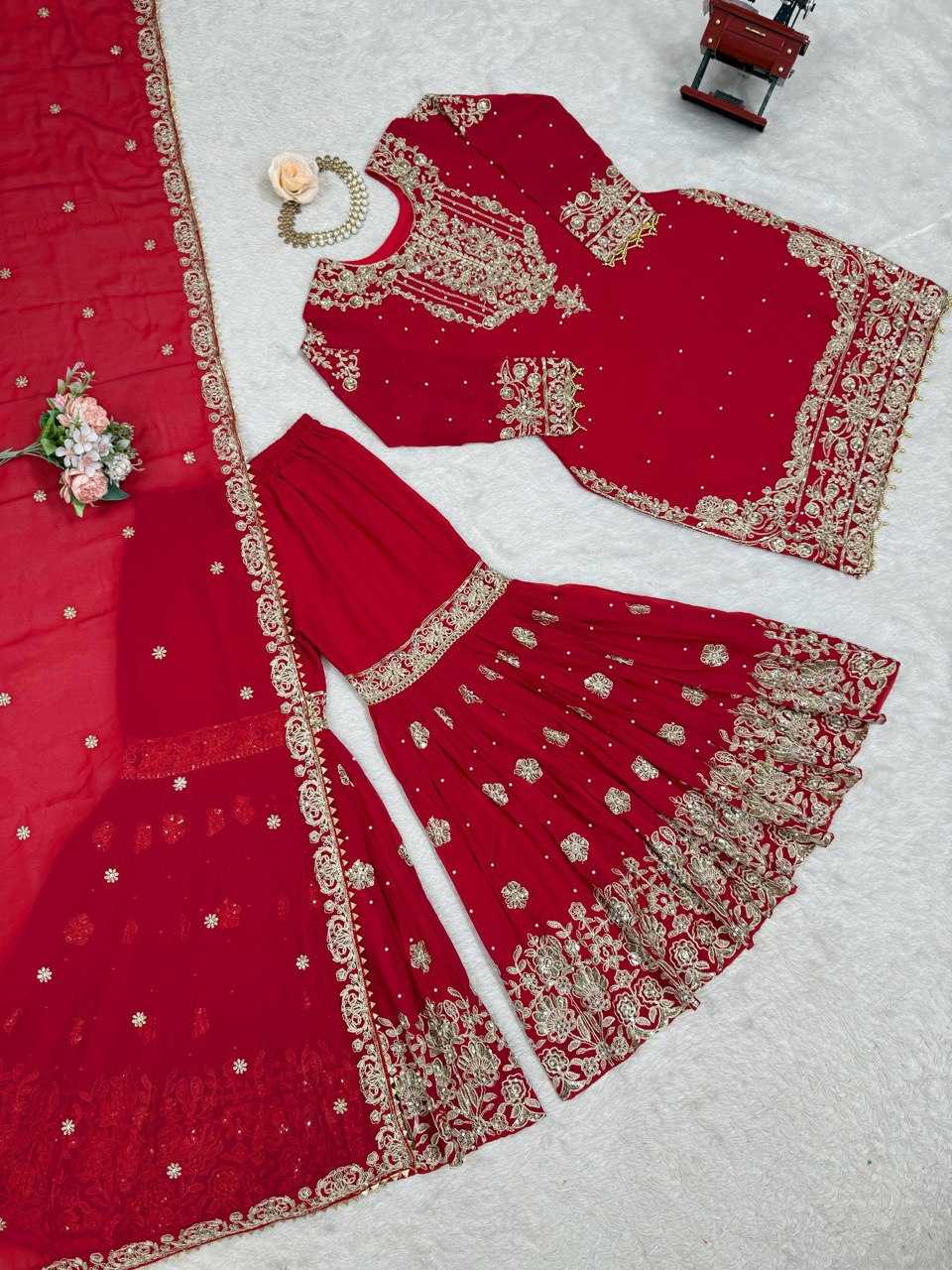 Faux Georgette Sharara Salwar  Party wear  Suits