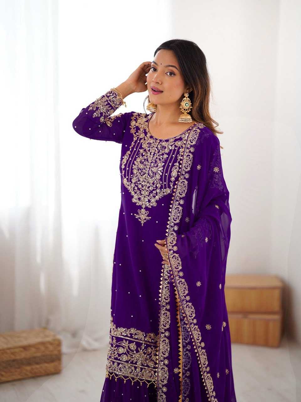 Faux Georgette Sharara Salwar  Party wear  Suits