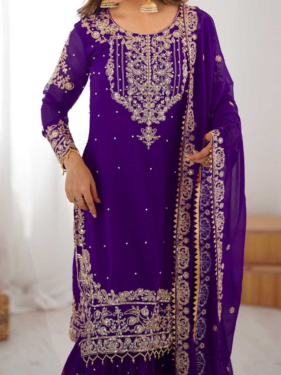 Faux Georgette Sharara Salwar  Party wear  Suits
