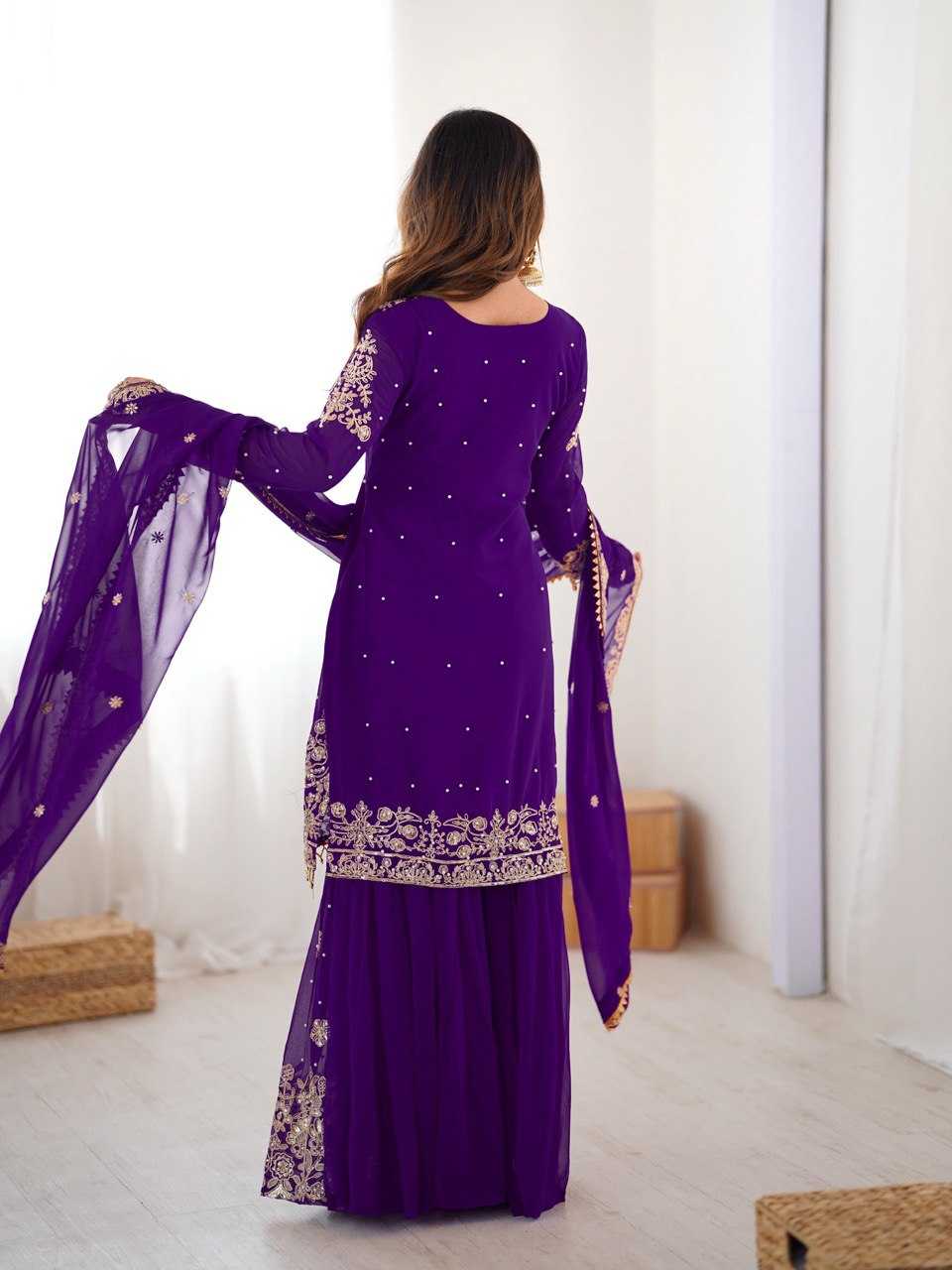 Faux Georgette Sharara Salwar  Party wear  Suits