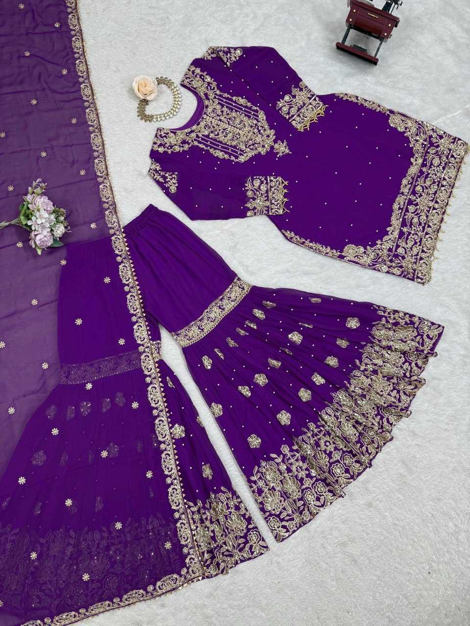 Faux Georgette Sharara Salwar  Party wear  Suits