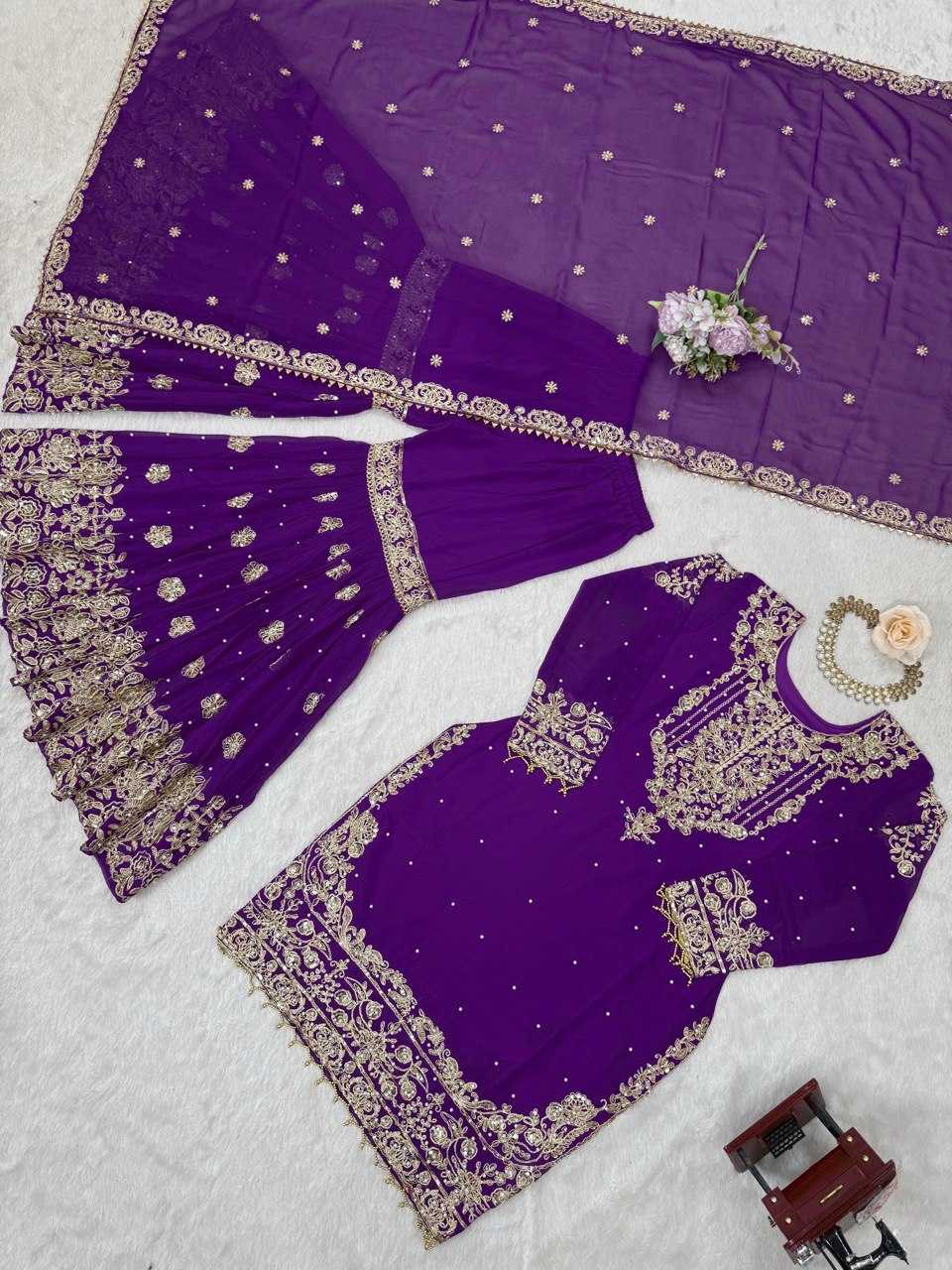 Faux Georgette Sharara Salwar  Party wear  Suits