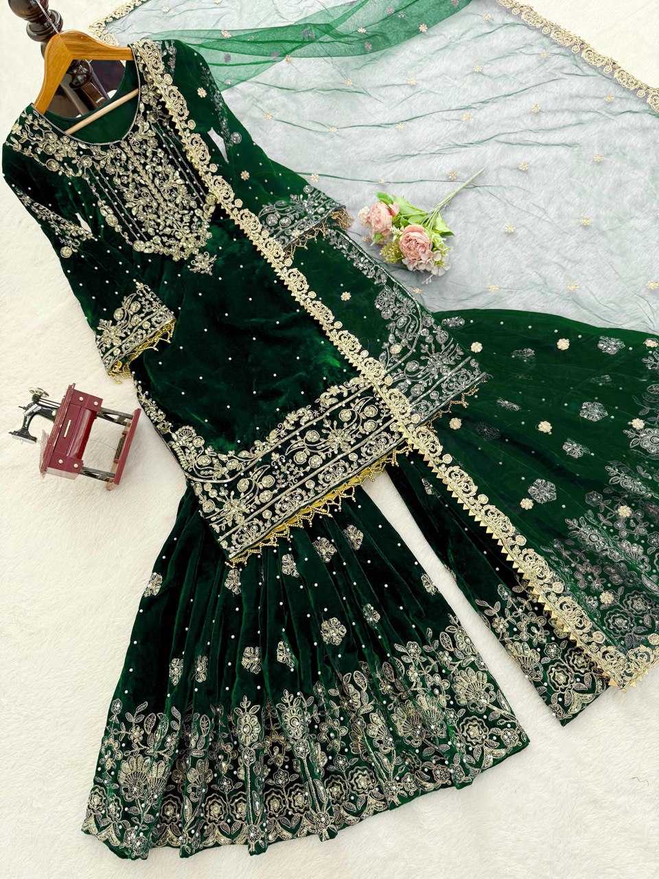 Faux Georgette  Embroidered  Sharara Salwar Suits  Suits