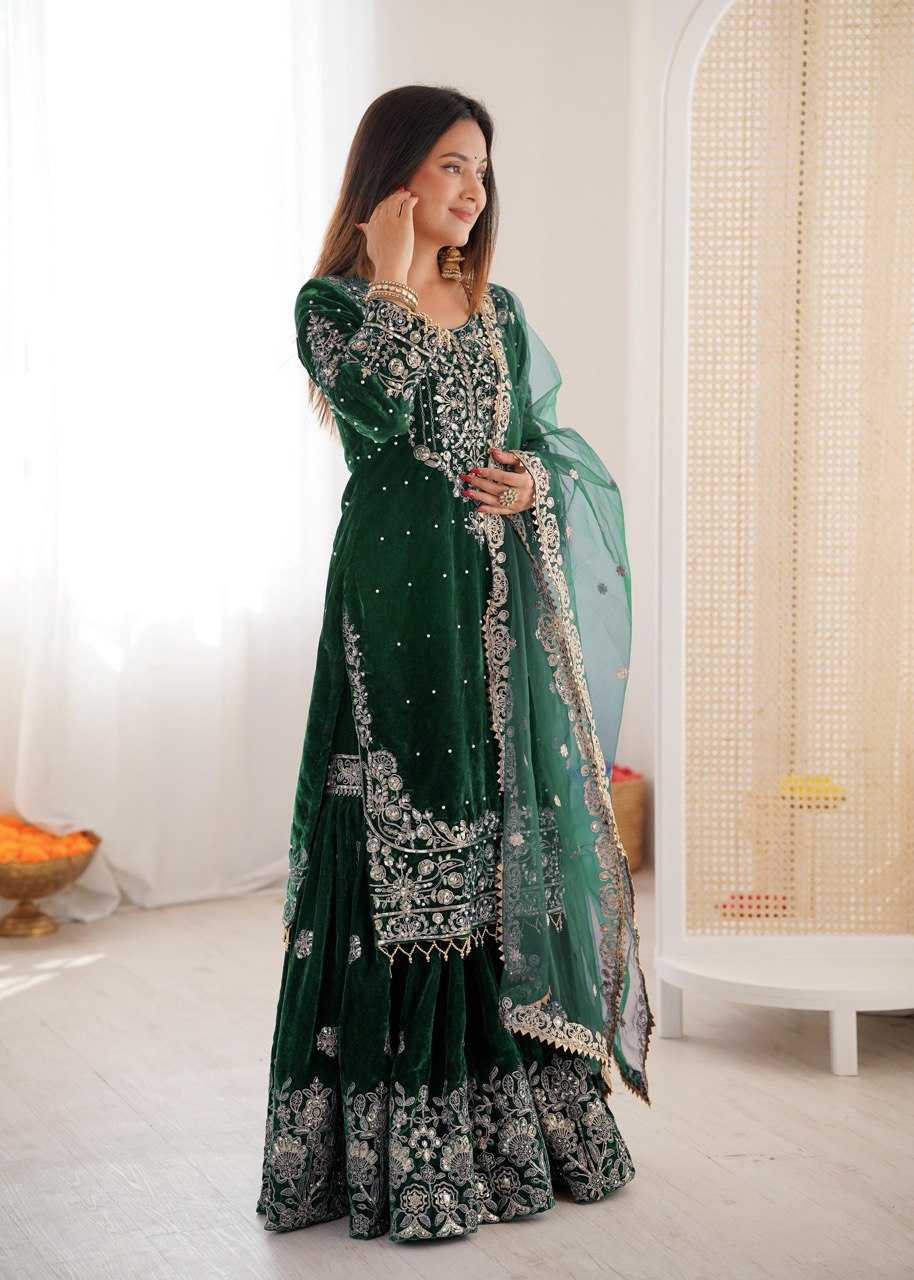 Faux Georgette  Embroidered  Sharara Salwar Suits  Suits
