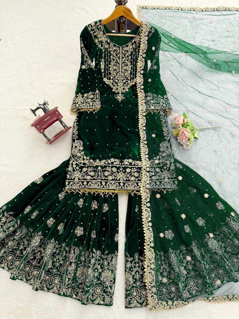 Faux Georgette  Embroidered  Sharara Salwar Suits  Suits